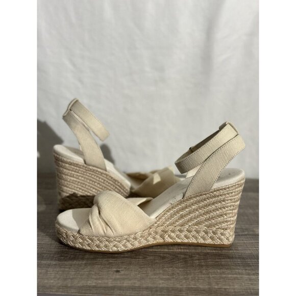 Toms Marisela Wedge Sandals Natural Slubby Woven Size 11 - Picture 9 of 16